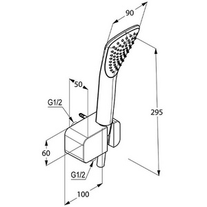 Душевой гарнитур  1s для встраиваемой системы  (шланговое соединение с держателем, лейка, шланг), хром XX Kludi Fizz 6767005-00