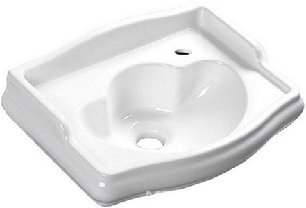 Раковина 41х32см, с 1 отв.д/смесит., выбитым вручную справа DX, без перелива, (без крепл.),  ZZ Kerasan Retro 103301*1 dx