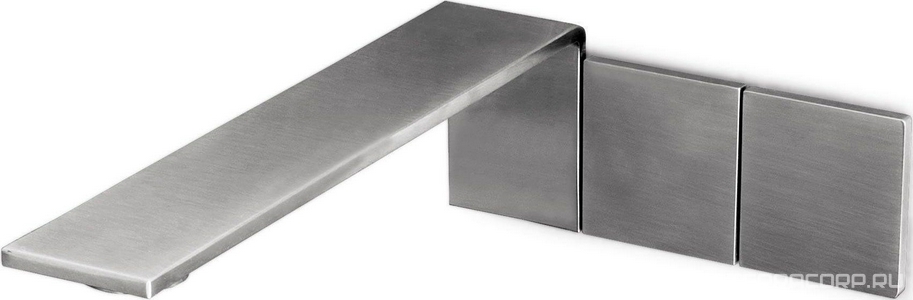 Смеситель для раковины, встраиваемый в стену, 2 ручк., излив 215мм, (цв. тертая сталь),  ZZ 3M 5mm RWIT 2551 ZZ 11