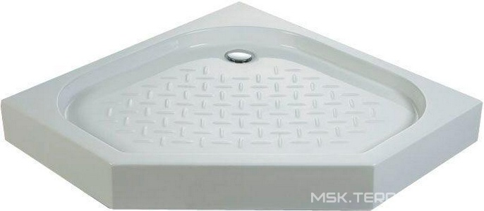 Поддон душевой 900х900h130мм, пятиугольный, отв. слива 90мм, (сифон и ножки в компл.), литой мрамор цв.белый, Cezares ZZ Cezares Универсал TRAY-S-P-90-13-W