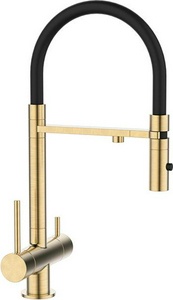 Смеситель для кухни  ACEMGFFi05, гибкий излив, доп фильтр д/питьев.воды, магнитный замок, цв. черный / золото, ZZ Iddis Ace ACEMGFFI05