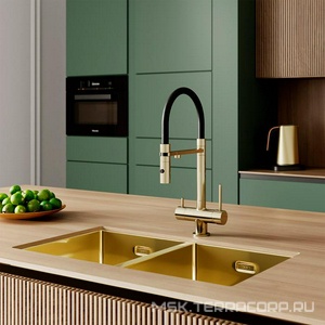 Смеситель для кухни  ACEMGFFi05, гибкий излив, доп фильтр д/питьев.воды, магнитный замок, цв. черный / золото, ZZ Iddis Ace ACEMGFFI05