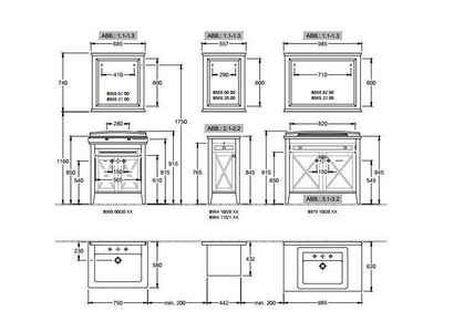 Зеркало 985хh740мм, (в деревянной раме цв.орех), крепёж в компл.,  ZZ Villeroy & Boch Hommage 85650200