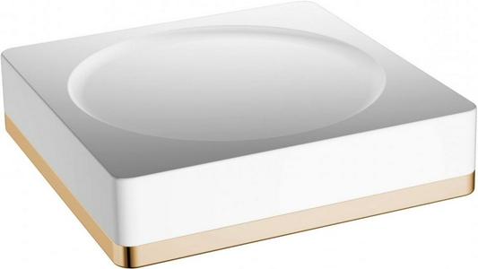 Мыльница, настольная, крепеж в комплекте, керамика/белый/золото ZZ Boheme Venturo 10960-W-G