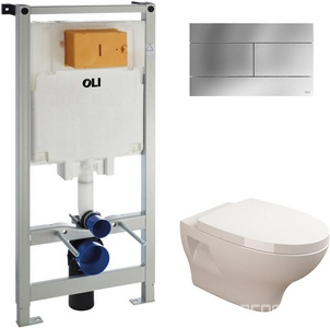 Комплект 4 в 1: унитаз подвесной, сиденье с микролифтом, инсталляция для подв.унитаза, клавиша смыва цв.хром, Sanitana Pop ZZ Sanitana pop art S999661