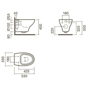 Комплект 4 в 1: унитаз подвесной, сиденье с микролифтом, инсталляция для подв.унитаза, клавиша смыва цв.хром, Sanitana Pop ZZ Sanitana pop art S999661