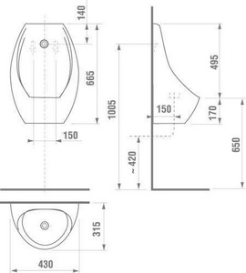 Писсуар DOMINO SENSOR ИК 43x31,5(бел) работает от батареи, без сифона ZZ Jika Domino 411010004881