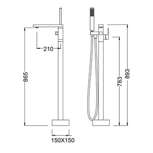 Смеситель для ванны, напольный, однорычажный, с душевым гарнитуром, цв. хром ZZ Timo Selene 2200/00Y-CR