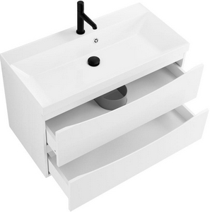 База под раковину подвесная с 2 выдвиж ящиками, 900х450x500мм, без раковины, (цв.Bianco Lucido),  ZZ BelBagno Marino MARINO-900-2C-SO-BL-P