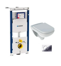 Комплект Инсталляция Geberit Duofix Sigma 12 Plattenbau с кнопкой смыва 54x35x34 Geberit Renova s405190