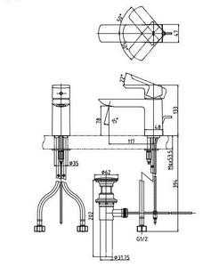 Смеситель для раковины, с д/к, (цв.хром),  ZZ Toto SG/Jewelhex TLG02301R