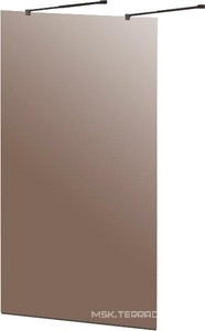 Душевая перегородка 1100хh1950мм, для 2-х стороннего входа, (стекло прозрач.8мм, поперечные кронштейны 750-1050мм, фурнит. цв.черный мат.),  ZZ Cezares Liberta LIBERTA-L-2-110-BR-NERO