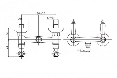 Смеситель для душа, шланг, лейка, кронштейн в компл., (цв. бронза, ручки белые),  ZZ Cezares First FIRST-D-02-Bi