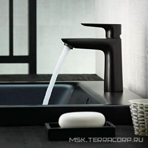 Смеситель для раковины, 110, с д/к, (цв.черный матовый),  Hansgrohe Talis E 71710670