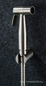 Гигиенический душевой набор; лейка с кнопкой, шланг, кронштейн, (нерж. сталь, цв.сатин),  ZZ BelBagno Nova BB-IFS1-IN