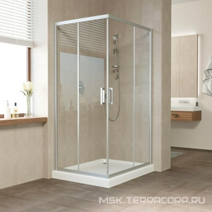 Душевое ограждение , 120x80x190 cм,  профиль матовый хром, стекло прозрачное, БЕЗ поддона ZZ Vegas Glass ZA-F ZA-F 120*80 07 01