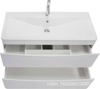 База под раковину подвесная с двумя выкатными ящиками, 1000x455x525мм, без раковины, (цв.Bianco Lucido), Acqua ZZ BelBagno ACQUA ACQUA-1000-2C-SO-BL