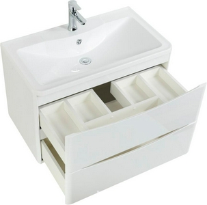 База под раковину подвесная с двумя выкатными ящиками, 1000x455x525мм, без раковины, (цв.Bianco Lucido), Acqua ZZ BelBagno ACQUA ACQUA-1000-2C-SO-BL