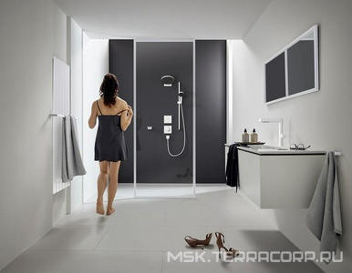 Душевой набор (ручной душ 3 типа струи, держатель, шланг 1,25м), (цв.матовый белый),  Select 105 3jet Relaxation ZZ Hansgrohe Pulsify 24302700