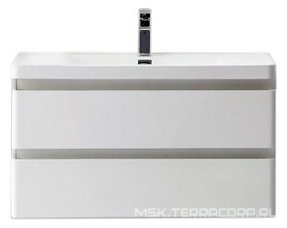 База под раковину 800х480хh500мм, подвесная с двумя выкатными ящиками, с доводчиками (цв. Bianco Lucido), Energia-N ZZ