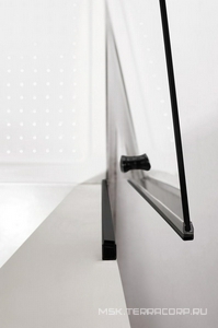 Дверь в нишу 900(892х905)хh1900мм, правая/левая, распашная, вход 820мм, (стекло текстурное Punto 6мм, фурн.цв.черный матовый),  ZZ Cezares Eco ECO-O-B-1-90-C-NERO