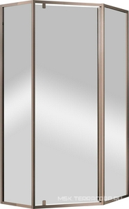 Душевой уголок 900х900хh1950мм, 5-ти угольн, правый/левый, 1 распашн.дверь с 2 неподв.сегментами,вход 480мм,(стекло прозр.6мм, фурн.цв.бронза),  ZZ Cezares Eco ECO-O-P-1-90-C-Br