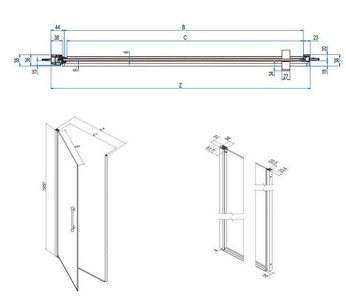Стенка боковая 120хh187,5см, прав/лев, устан. с дверью, (стекло матовое с прозр. декором, профиль цв.бронза, 1 декор. элем. KDT03BRX)  ZZ Samo Dolce Vita BS9884 BRX R6 120 + KDT03BRX