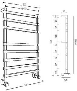 Полотенцесушитель Art.764/8/500CR 857х500 мм (ГВС), Margaroli  ZZ Margaroli Panorama 764/8/500CR
