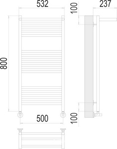 Полотенцесушитель  водяной с полкой  П16 500х800 мм, цвет хром ZZ Terminus Аврора 4670078529428