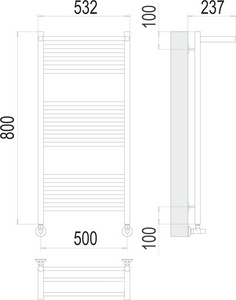 Полотенцесушитель  водяной с полкой  П16 500х800 мм, цвет хром ZZ Terminus Аврора 4670078529428