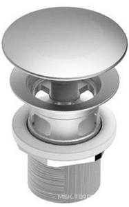 Пробка для сливного отверстия раковины, нажимная, "Click-Clack", G 1 1/4, для раковин с переливом и без,(цв.нерж.сталь),  ZZ Zazzeri Z316 3300 K302 A00