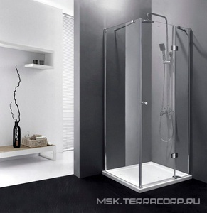 Душевой уголок 900х900хh1950мм, квадрат, "Правый"/ "Левый" распаш. дверь, с неподв.стенкой (стекло прозр. 6мм, фурн/хром),  ZZ Cezares Verona VERONA-A-1-90-C-Cr