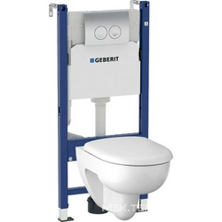 Комплект Инсталляция Geberit Renova Compact (подвесной безободковый унитаз+ инсталляция+ кнопка смыва + крышка-сидеье+ крепления), XX