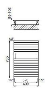 Полотенцесушитель h735х400мм,(подкл.370мм)на ГВС/сист.отопл.,до 8bar,218W,G 1/2,(креплен, клап Маевск.в ком),БЕЗ кр/перек.,(полир.нерж/ст)  ZZ Cordivari Stefania 3551610130100