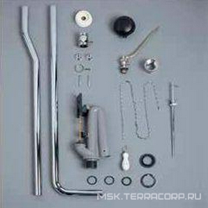 Механизм смыва, трубы слива, патрубки, соединения, цепочка, ручка, крепёж, для "Высокого" бачка, (цв. хром), Simas ZZ Simas Универсал R 01 cromo