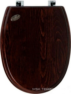 Сиденье для напольного унитаза, с микролифтом, (дерево цв. орех, крепления цв. хром),  ZZ Simas Londra LO 008