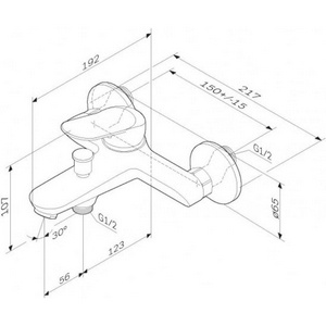 Смеситель для ванны/душа , которокий излив, БЕЗ аксессуаров, цв.хром AMPM Sunny F85C10000
