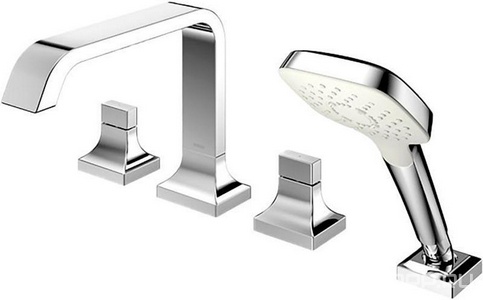 Смеситель для ванны, встраиваемый в борт на 4 отв., с душ.гарнтинуром, (цв.хром),  ZZ Toto GC TBG08202R