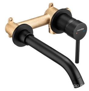 Смеситель для раковины, встраиваемый в стену, излив 165/195мм, (цв.черный матовый), Platta ZZ Swedbe platta 5502B