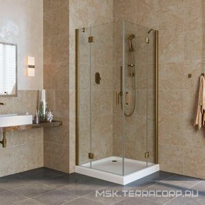 Душевое ограждение угловое квадратное, двери распашные  LUX 100 05 01 профиль бронза  стекло прозрачное, ZZ Vegas Glass AFA AFA LUX 100 05 01