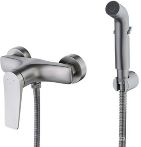 Смеситель с гигиеническим душем, душевые аксессуары в комплекте, цвет графит Lemark Bronx LM3718GM