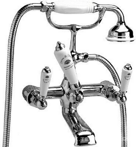 Смеситель на ванну с душ. гарнитуром, (цв.хром, ручки цв.белый),  ZZ Devon & Devon Dandy MARF40MCR