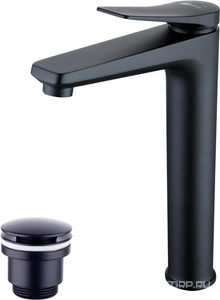 Смеситель для раковины, донный клапан в компл, цв. черный ZZ Lemark Bronx LM3709BL