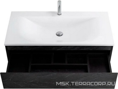 База под раковину подвесная с двумя выкатными ящиками,100x50x50см, без раковины, (цв.Antracite),  ZZ Cezares Molveno MOLVENO-100-2C-SO-ANTR