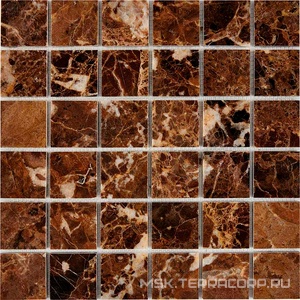 Мозаика Мастера Керамики Glass 218 Dark Emperador (чип 48x48) сетка 30.5х30.5