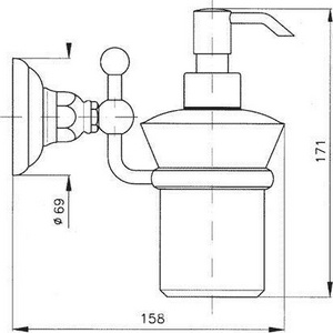 Дозатор для жидкого мыла настенный (цв.Tuscan brass темная бронза/ керамика),  ZZ Nicolazzi Classica 1489 TB