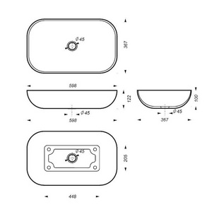 Раковина  накладная 60х36 см, без отверстия для смесителя, цв.белый Sanita Luxe Infinity WB.CT/Infinity/60-N/WHT.G/S1 (INFSLWB01)