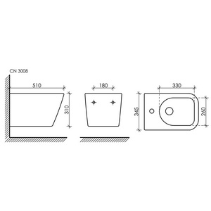 Биде подвесное , цвет белый ZZ Ceramica Nova Metric CN3008