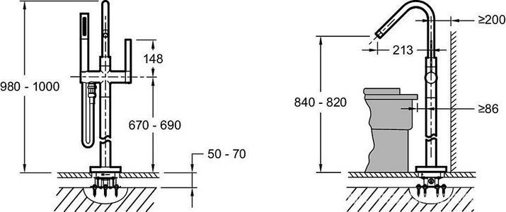 Смеситель для ванны/душа напольный , БЕЗ установочного комплекта, с аксессуарами, хром ZZ Jacob Delafon Stillness E97344-CP