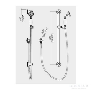 Стойка для душа h772мм, с лейкой, шлангом и шланговым подсоединением, (цв.хром), D&D ZZ Devon & Devon Универсал UTCI518CR
